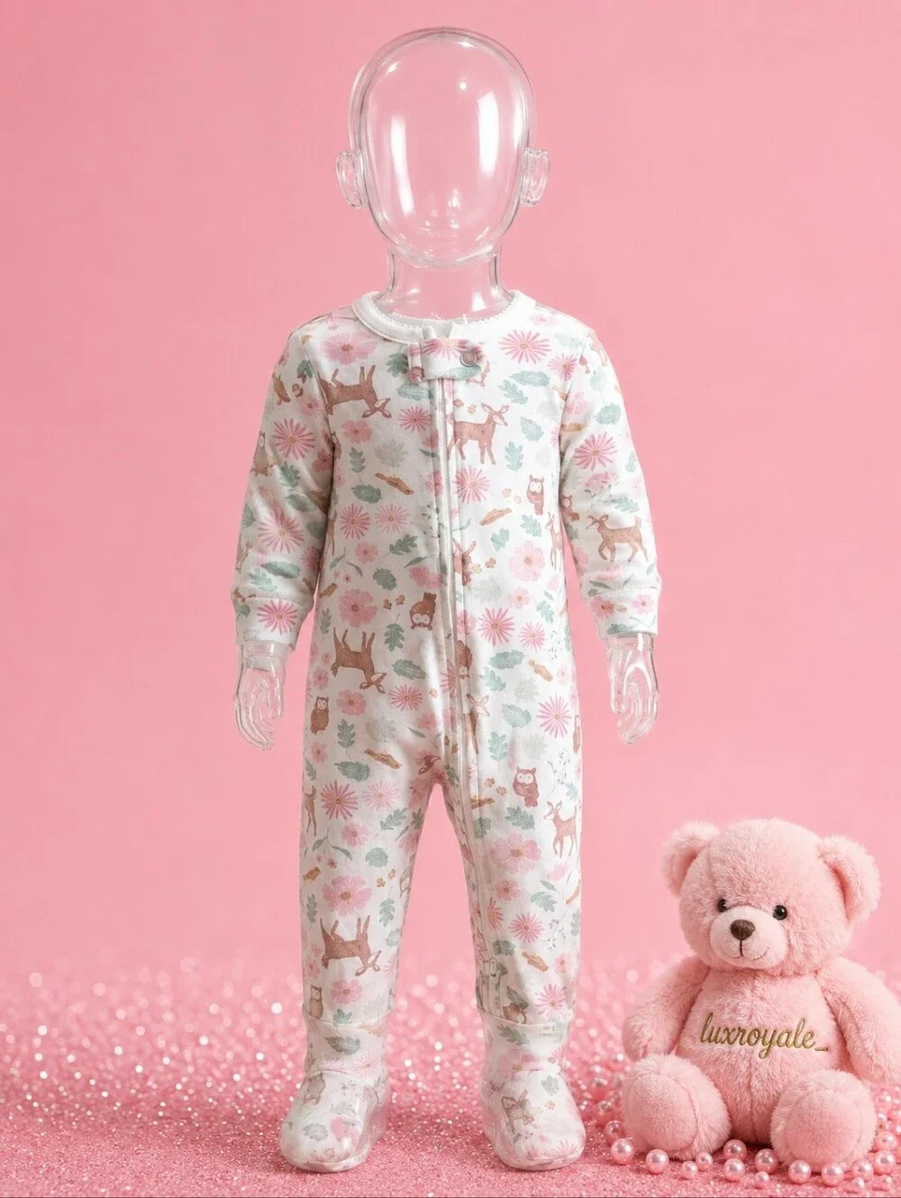 Just One You by Carter's Woodland Floral Footed Sleeper Pajamas 3 Months Baby